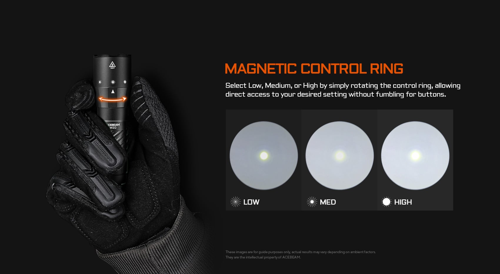 “Acebeam W20 LEP flashlight with wide-angle spill – long-range high-performance search light”