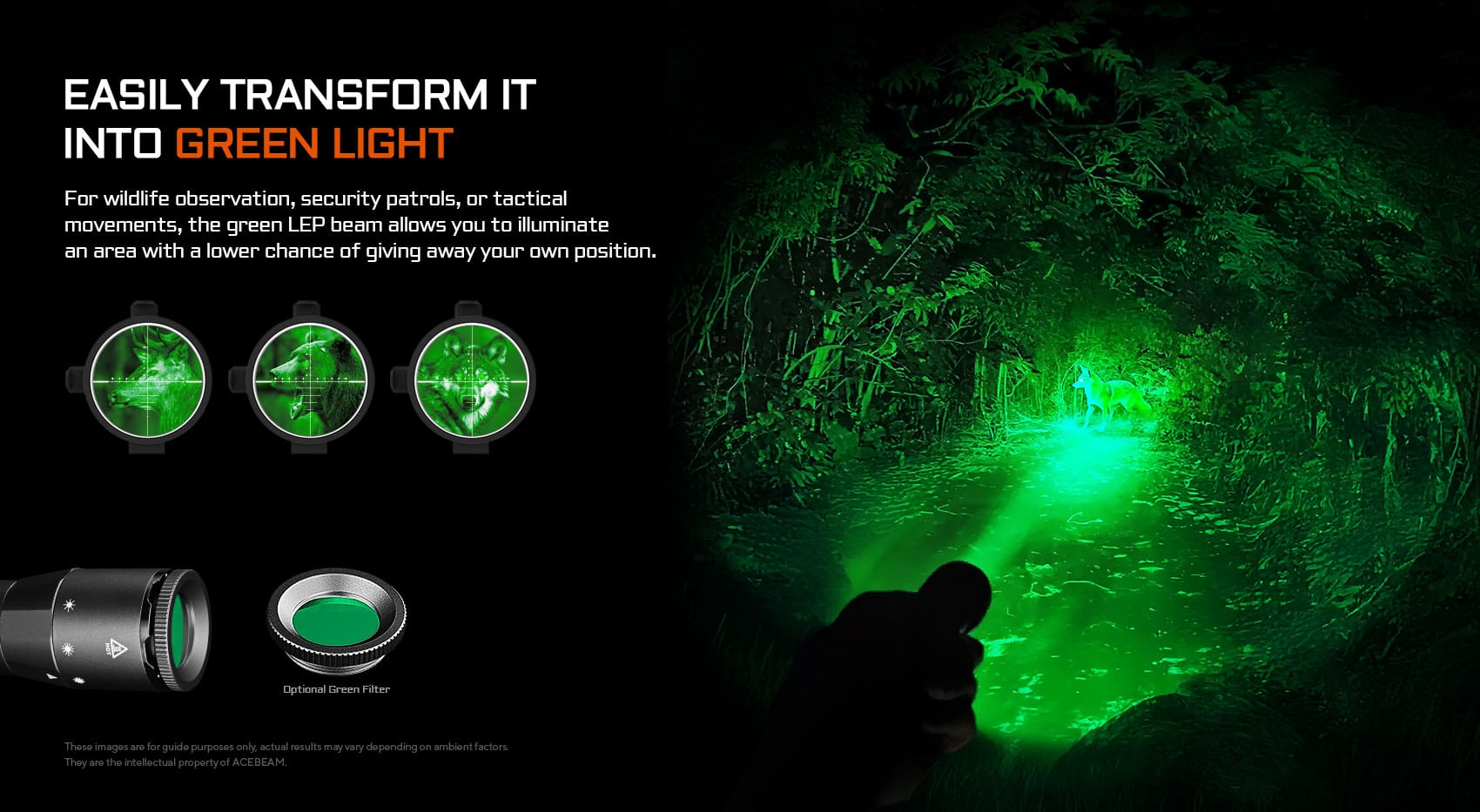 “Acebeam W20 LEP flashlight with wide-angle spill – long-range high-performance search light”