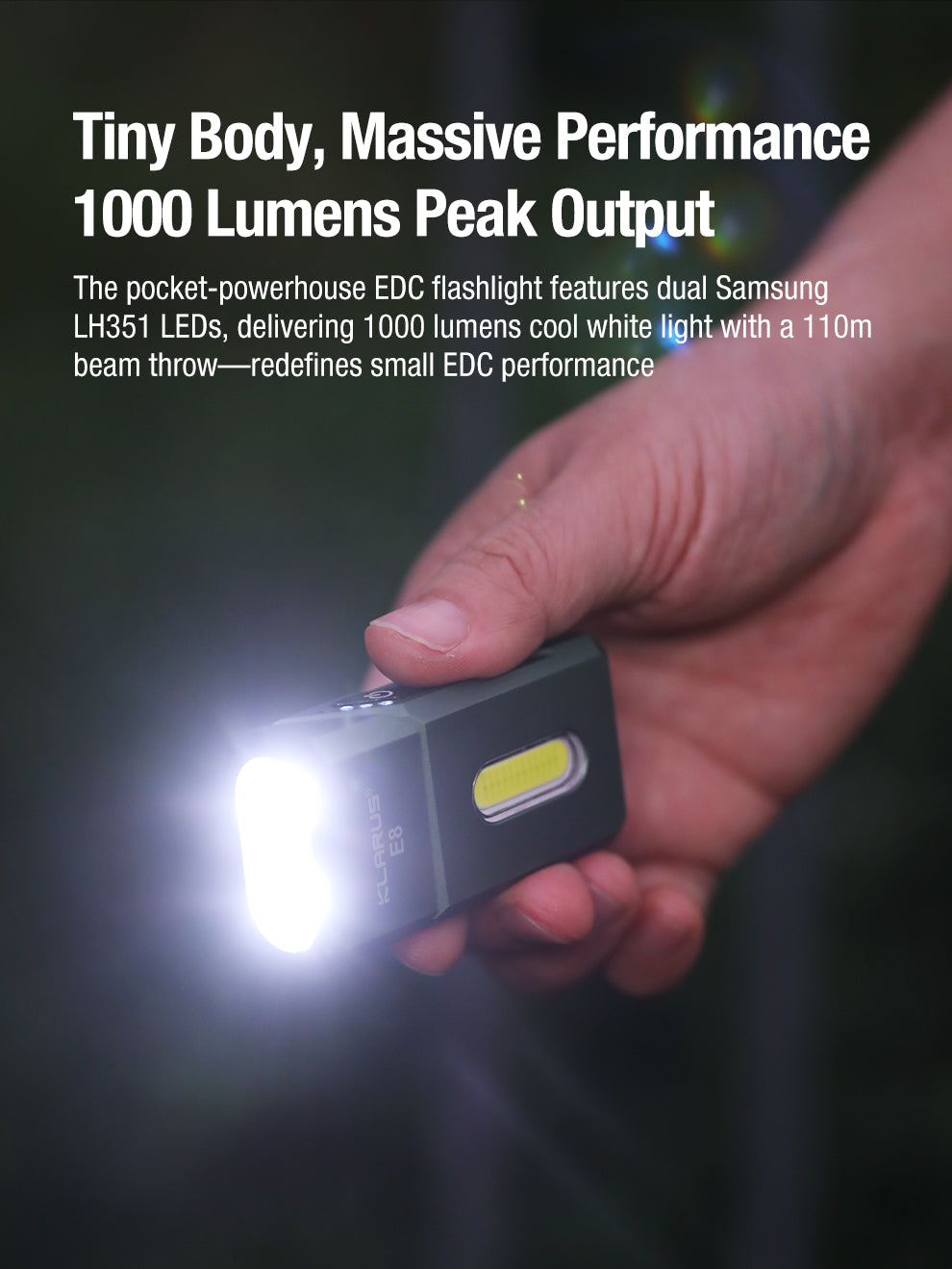 Klarus E8 Triple Light Tactical EDC Flashlight - Options