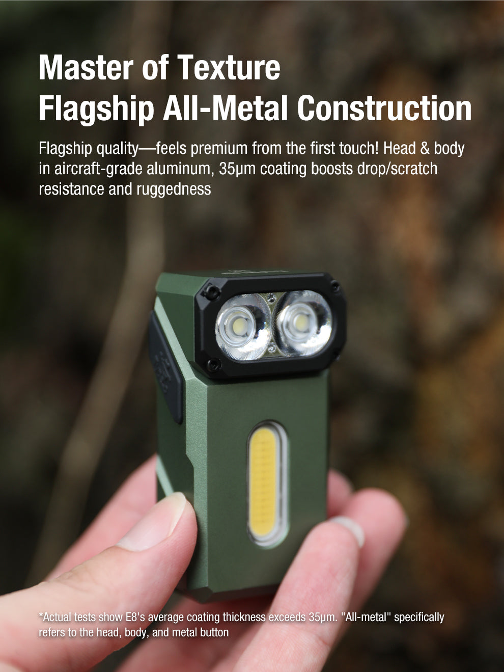 “Klarus E8 triple light tactical EDC flashlight – Compact versatile everyday carry torch”
