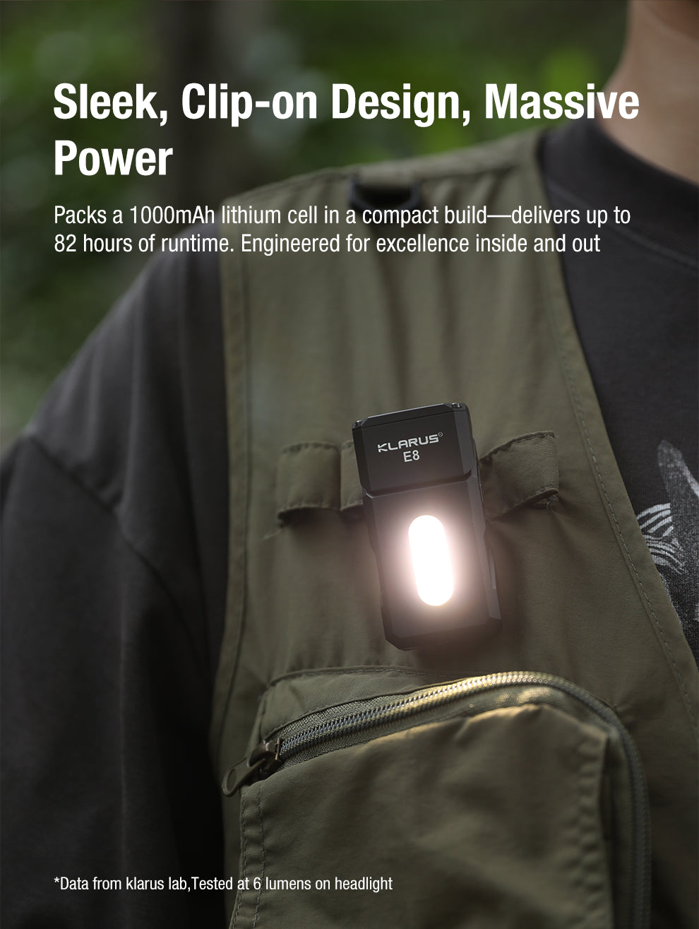 “Klarus E8 triple light tactical EDC flashlight – Compact versatile everyday carry torch”