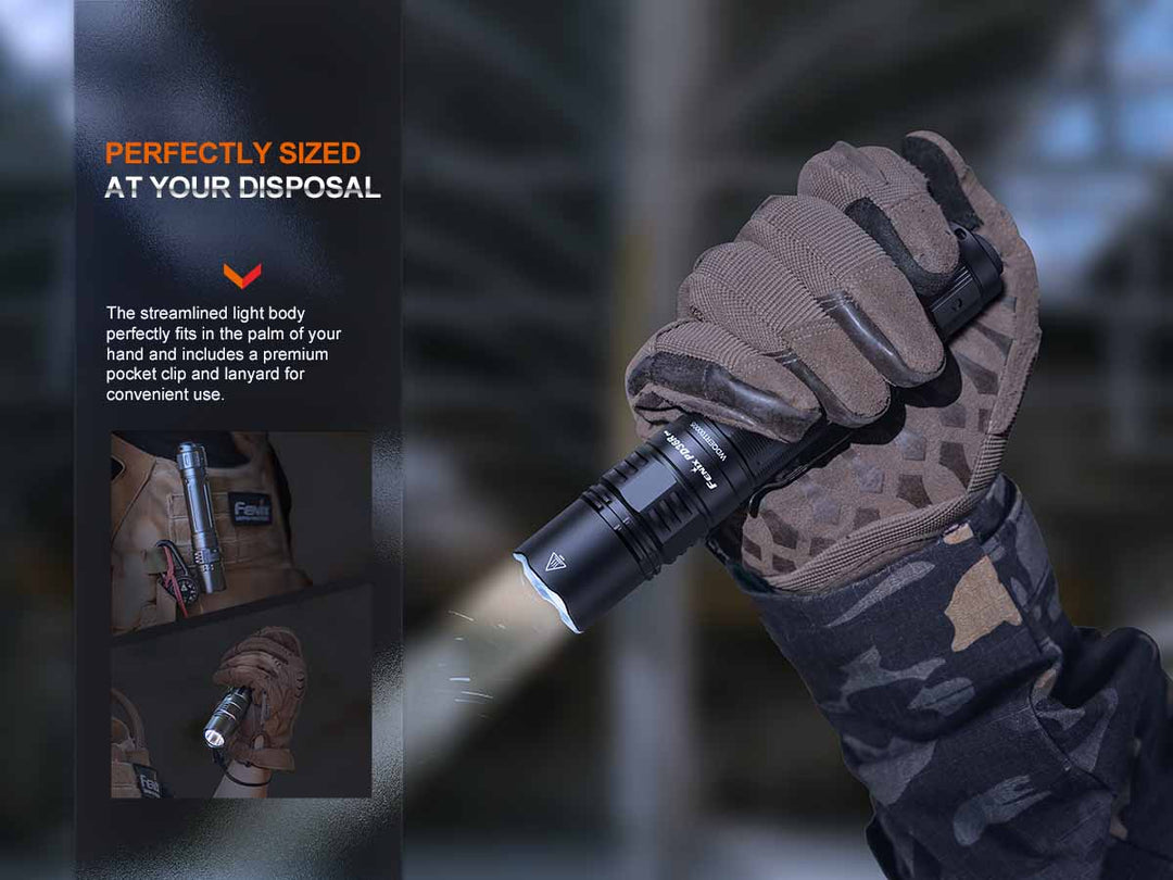 Fenix PD36R Pro compact rechargeable tactical LED flashlight with USB-C fast charging