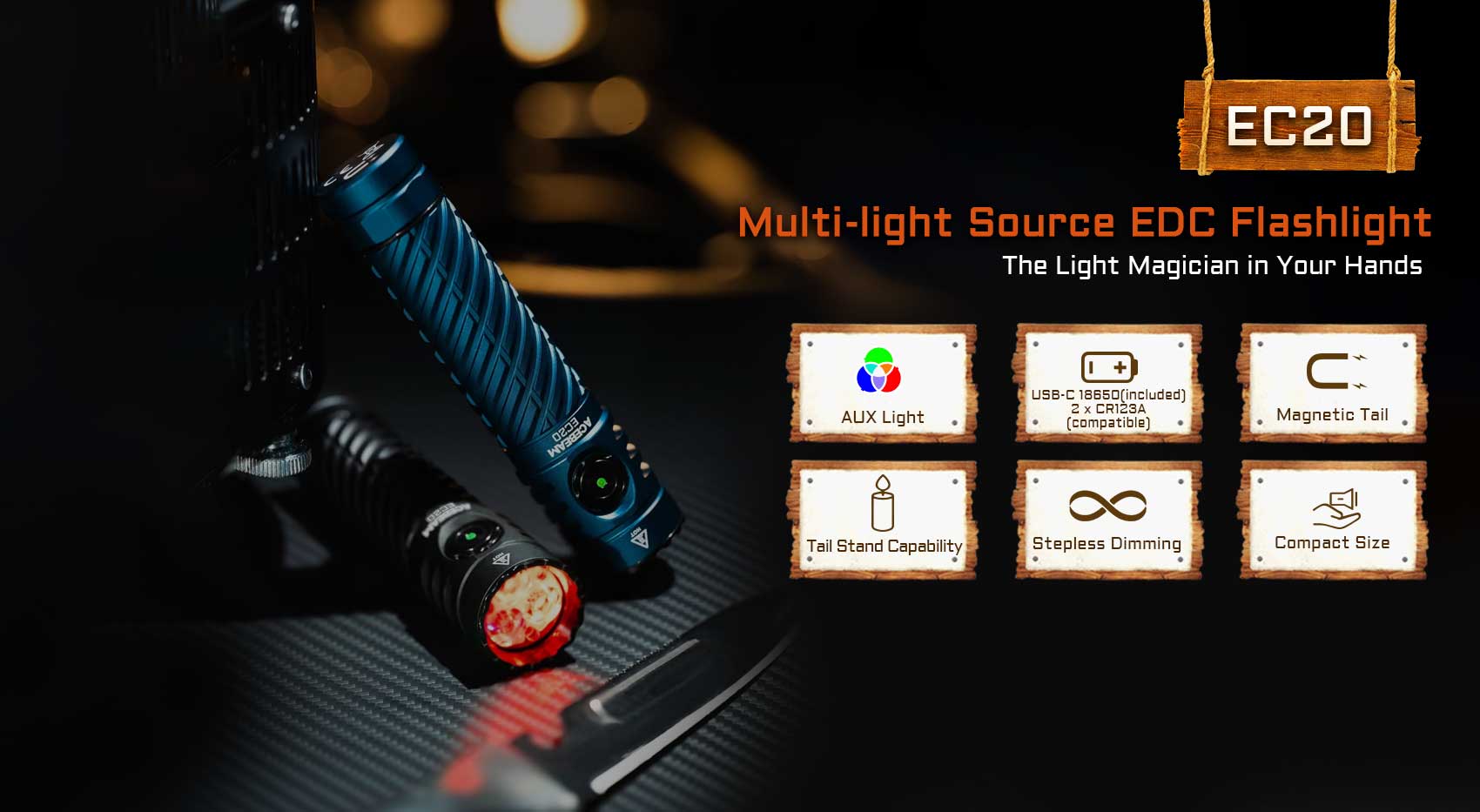 Acebeam EC20 Multi-light Source EDC Flashlight - Blue ***Will ship around November 25th*** Flashlight Acebeam