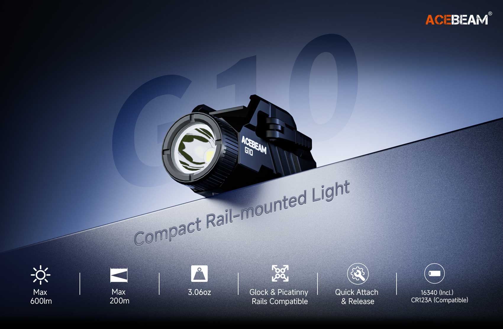 Acebeam G10 Rail Mounted Flashlight Flashlight Acebeam