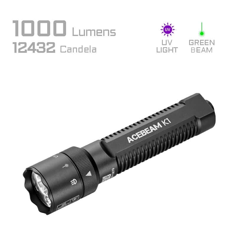 Acebeam K1 Triple-Source EDC Flashlight – White, Green & UV Beams