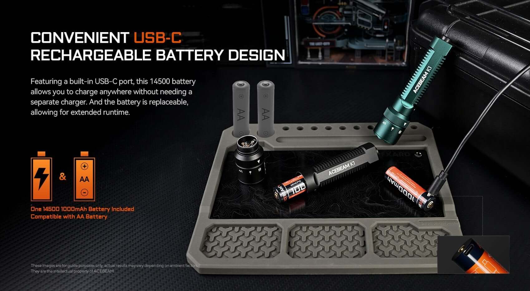 Acebeam K1 Triple-Source EDC Flashlight – White, Green & UV Beams