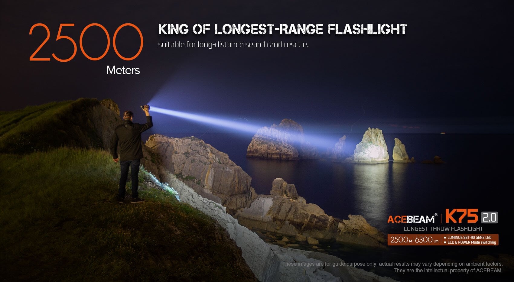 Acebeam K75 2.0 Professional Longest Throw Flashlight 6300 Lumens Flashlight Acebeam