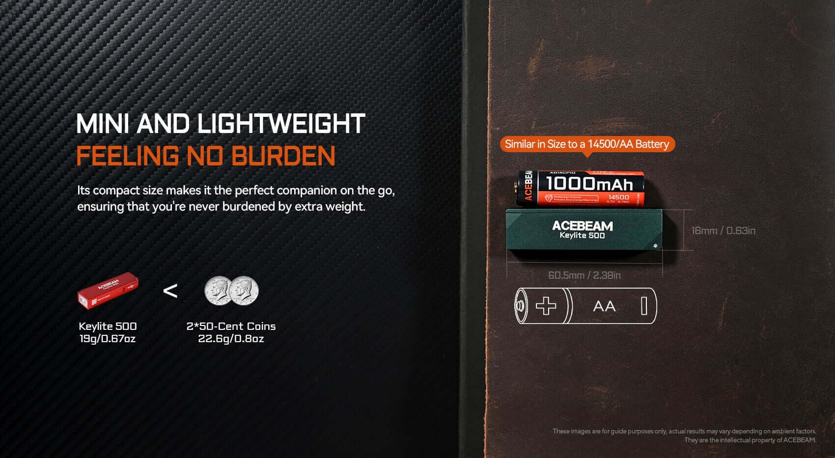 Acebeam Keylite 500 Lumen Keychain Flashlight - Options