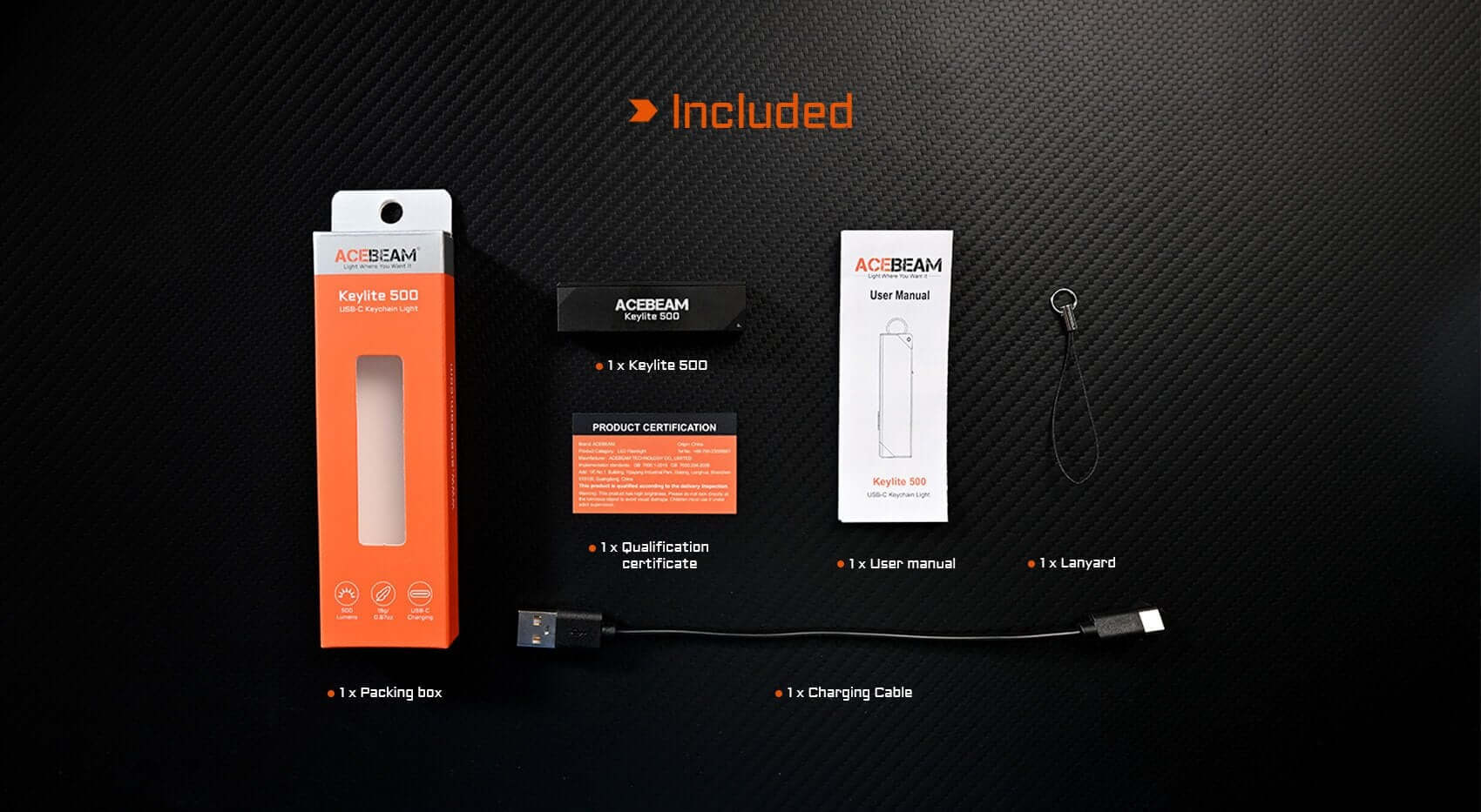 Acebeam Keylite 500 Lumen Keychain Flashlight - Options