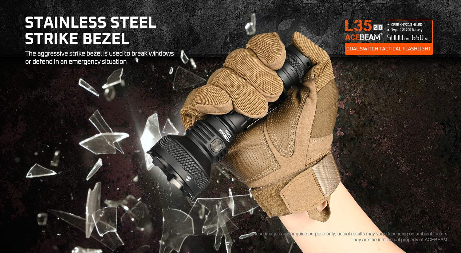 Acebeam L35 2.0 Tactical Flashlight 5000 Lumens - Options