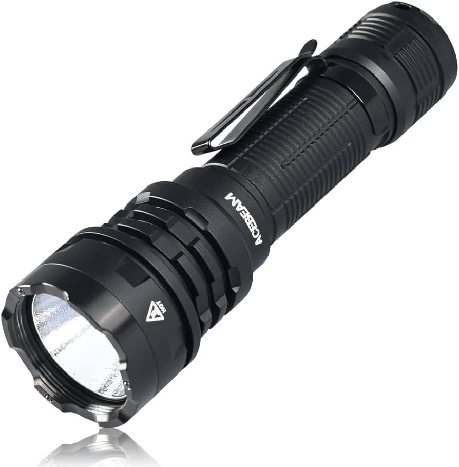 Acebeam P17 rechargeable tactical LED flashlight with 4900 lumens brightness for military, duty, and outdoor professional use