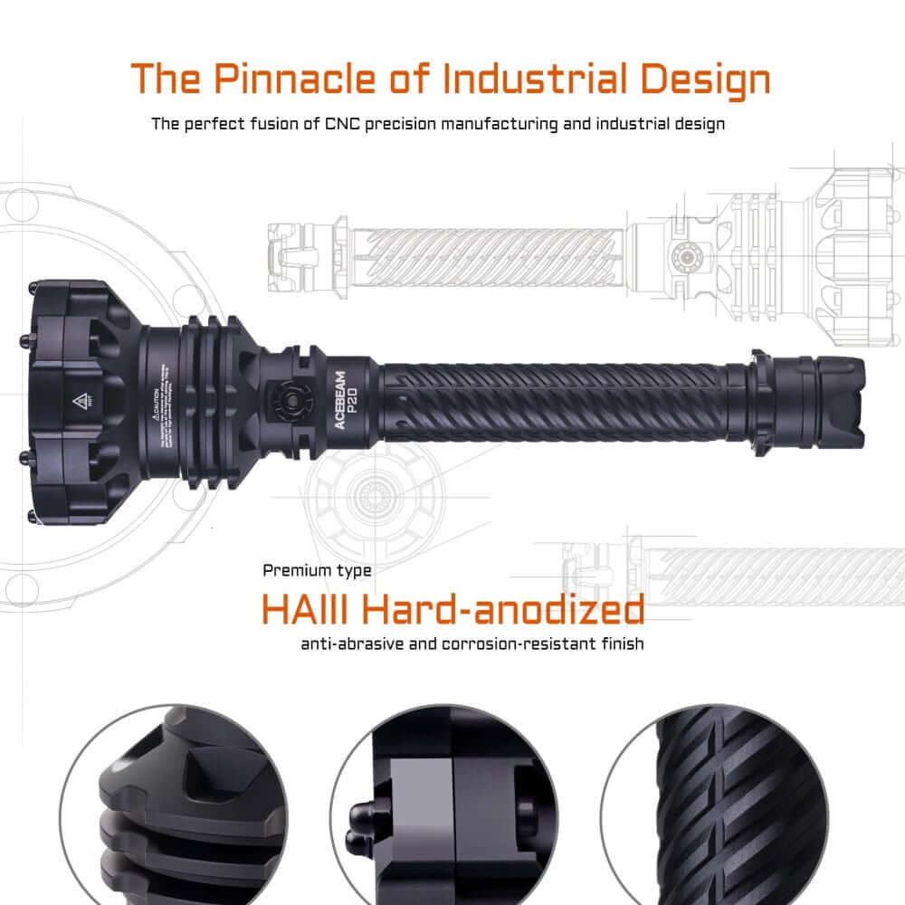 Acebeam P20 Professional Long Distance Flashlight 5500 Lumens - Options