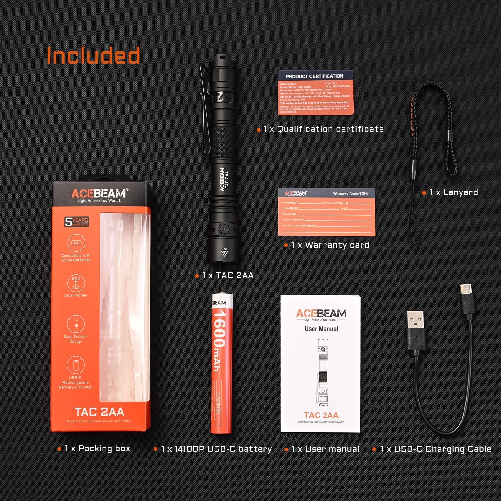 Acebeam TAC 2AA EDC Flashlight - Blue***Will ship around November 25th*** Flashlight Acebeam