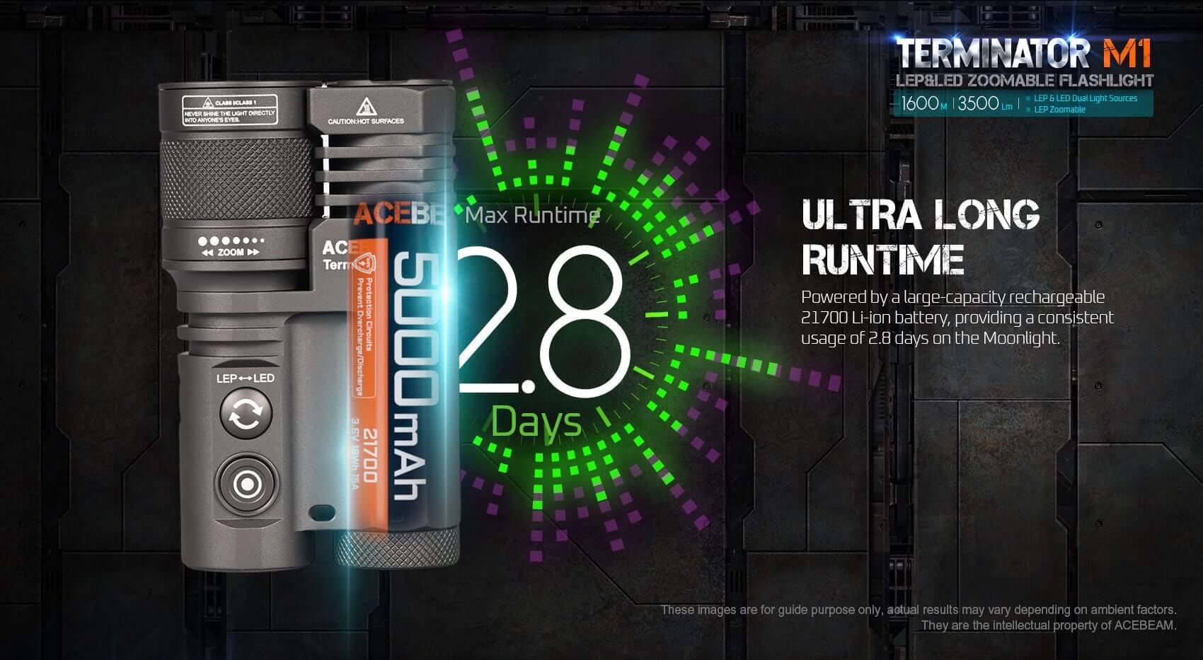 Acebeam Terminator M1 Dual Head LEP/LED Flashlight (Limited Edition) - Option