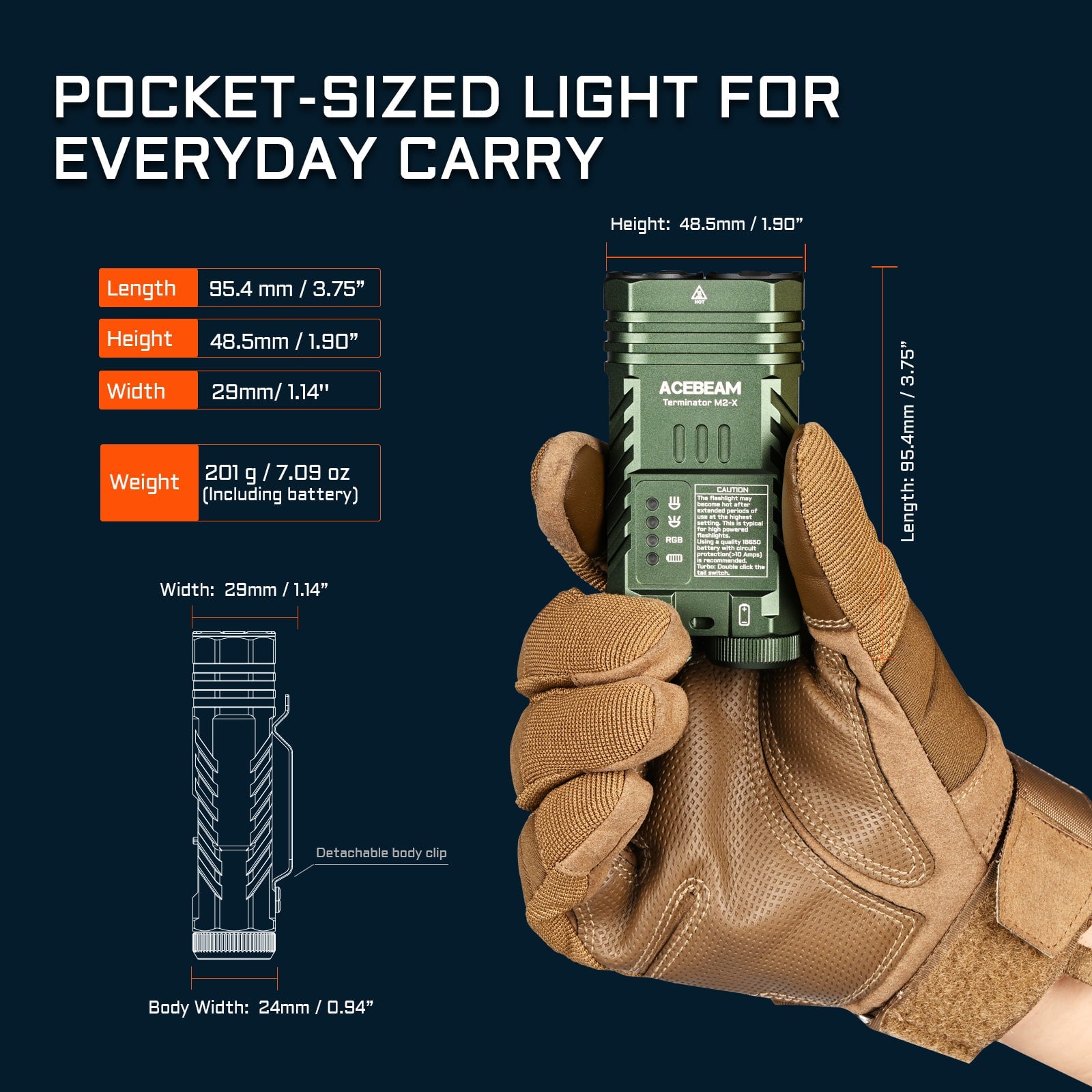 Acebeam Terminator M2-X Dual Head LEP/LED Flashlight ***Will ship around April 23rd*** Flashlight Acebeam