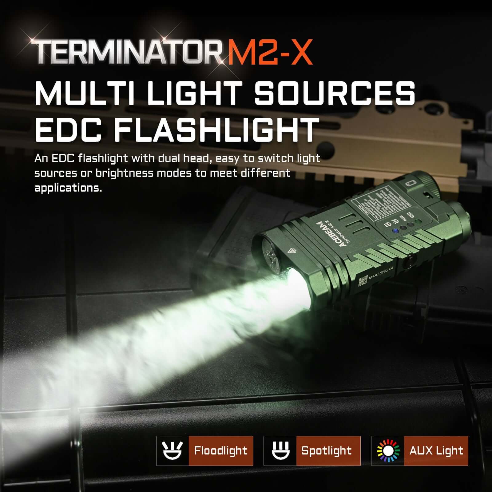Acebeam Terminator M2-X Dual Head LEP/LED Flashlight