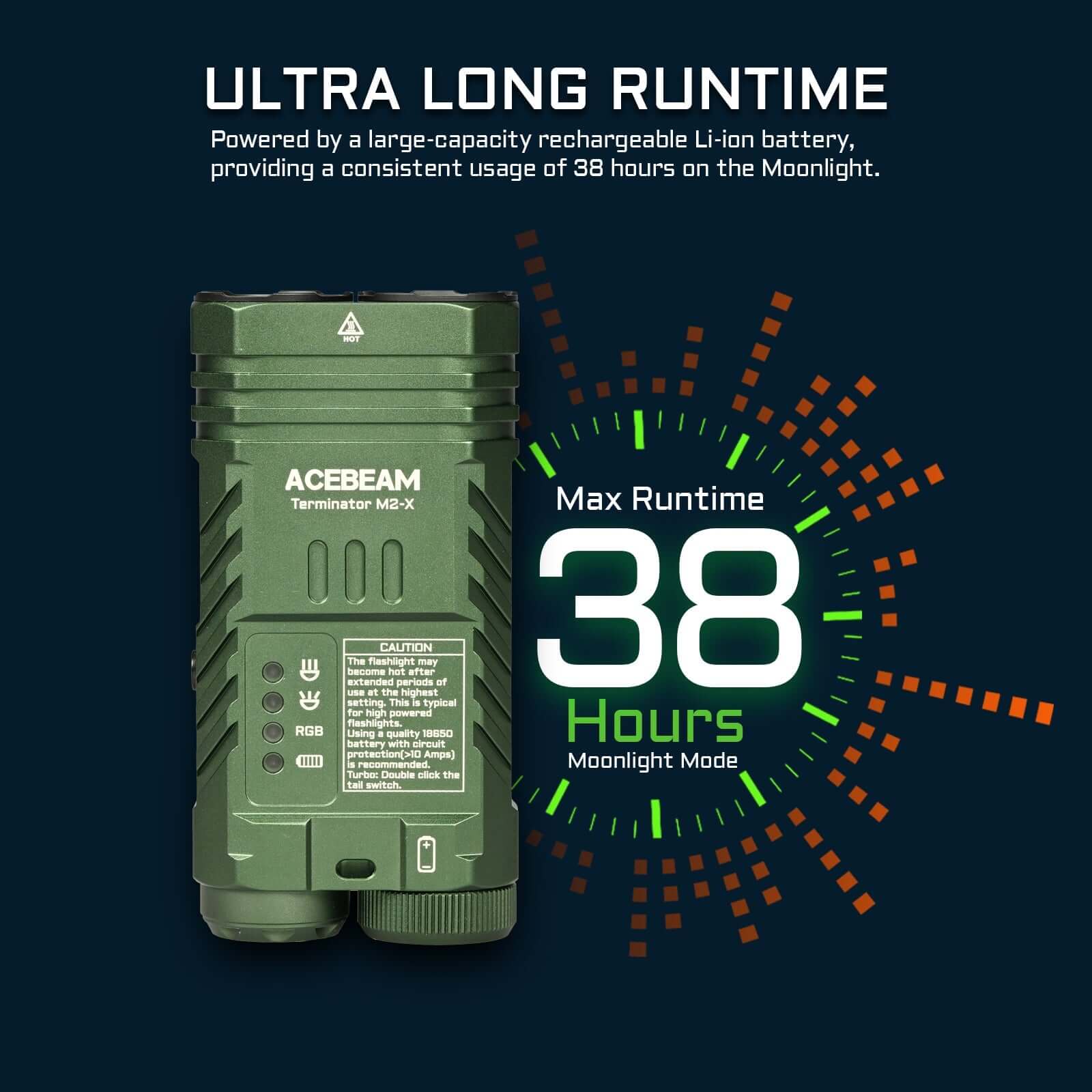 Acebeam Terminator M2-X Dual Head LEP/LED Flashlight