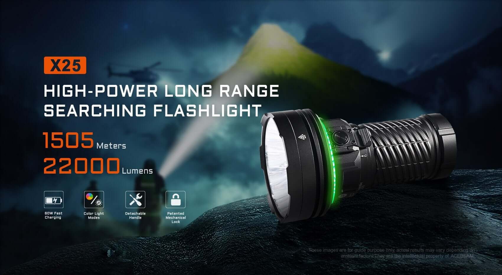 Acebeam X25 Powerful Flashlight - 22000 Lumens