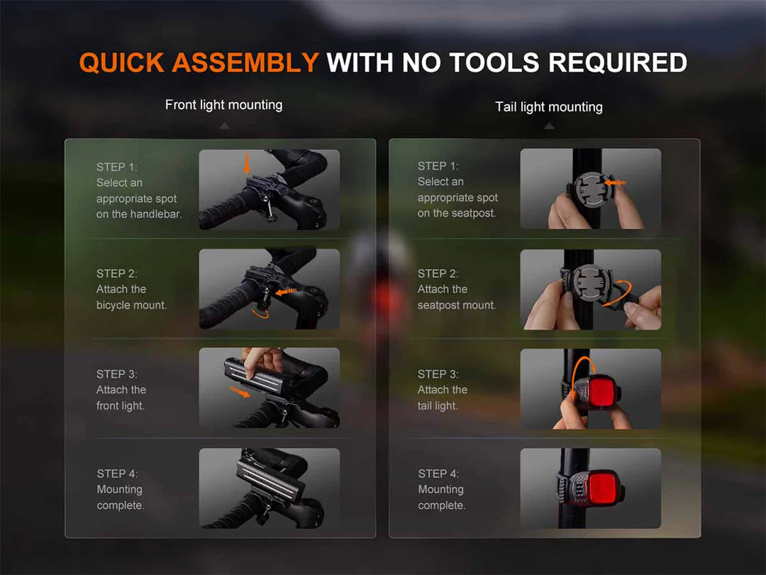 Fenix BC28R – Rechargeable Bike Light & Taillight Set with Wireless Link