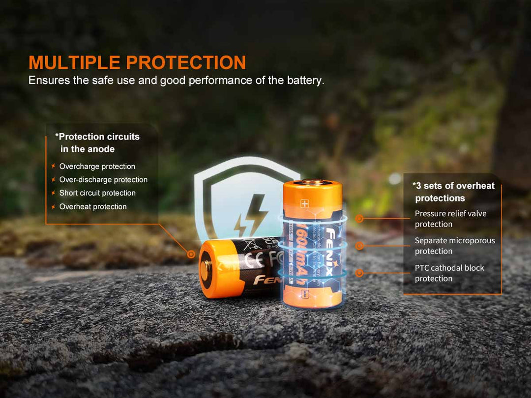 Fenix ARB-L18 1600 rechargeable 18350 Li-ion 1600mAh flashlight battery