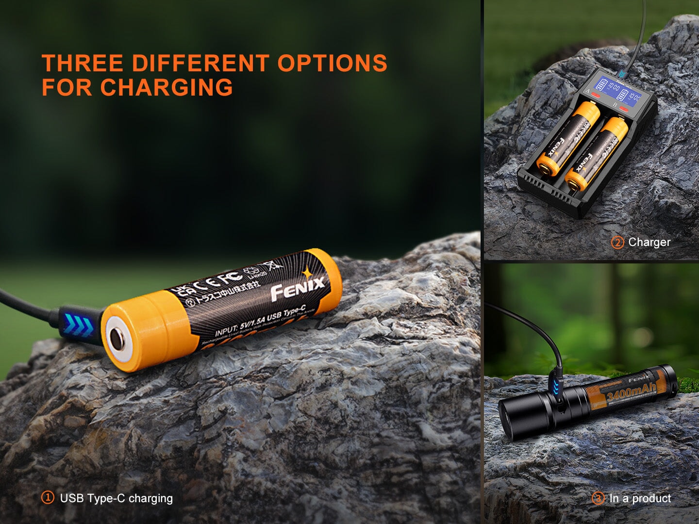 FENIX ARB-L18 3400U V3.0 USB TYPE C 18650 LI-ION RECHARGEABLE BATTERY Rechargeable Batteries Fenix
