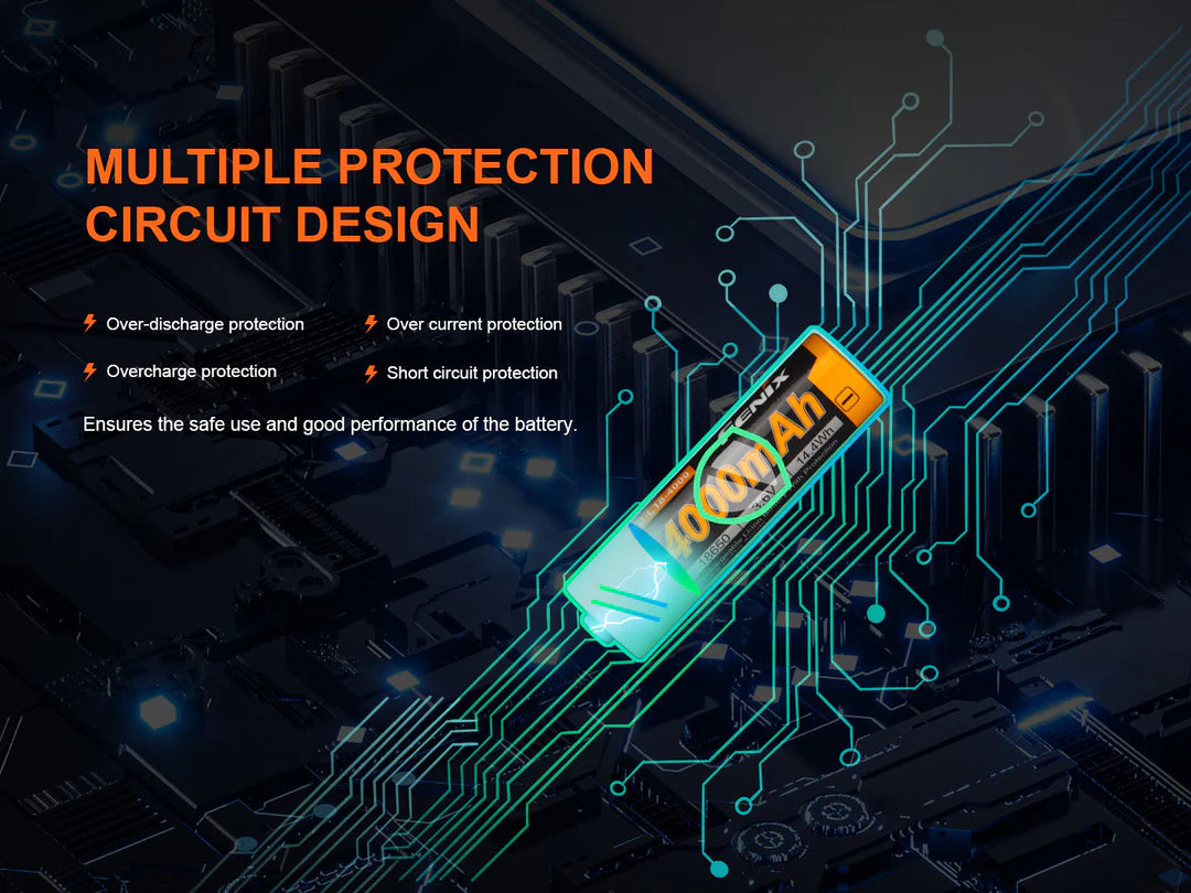 Fenix ARB-L18-4000 High-Capacity 18650 Battery - 4000mAh Rechargeable Batteries Fenix