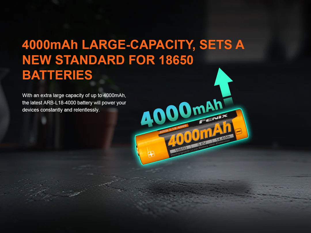 Fenix ARB-L18-4000 High-Capacity 18650 Battery - 4000mAh Rechargeable Batteries Fenix