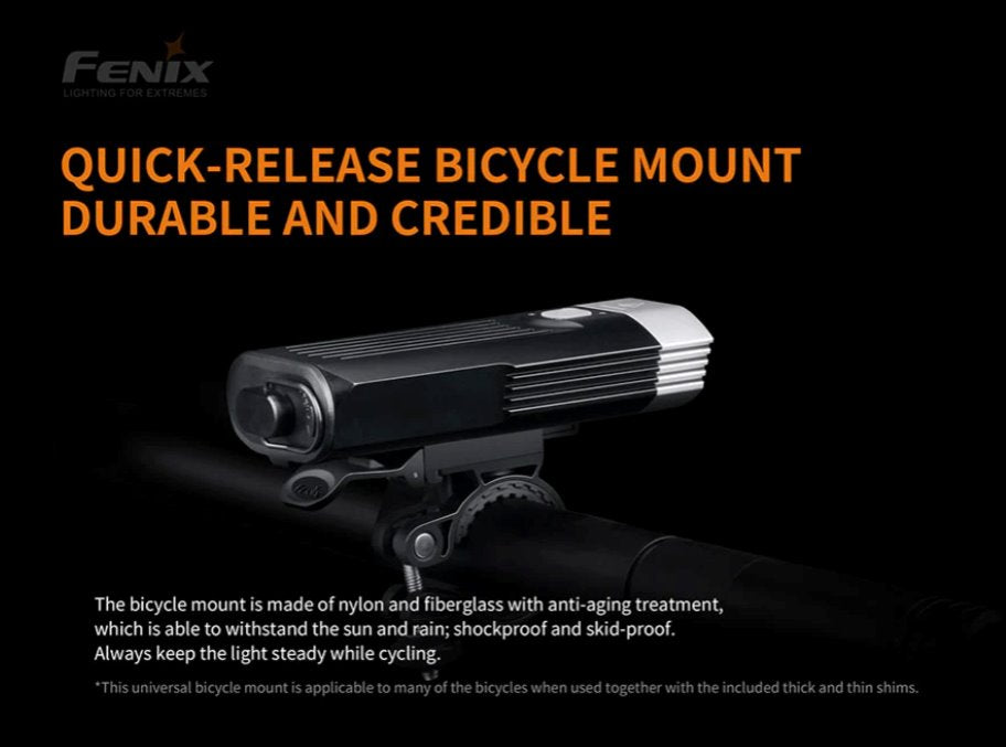 Fenix BC30 V2 rechargeable LED bike light with 2200 lumens brightness for road, mountain, and night cycling