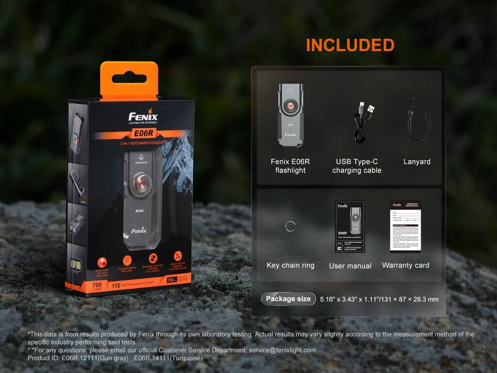 Fenix E06R - 700 lumens 3-IN-1 Keychain Flashlight - Options