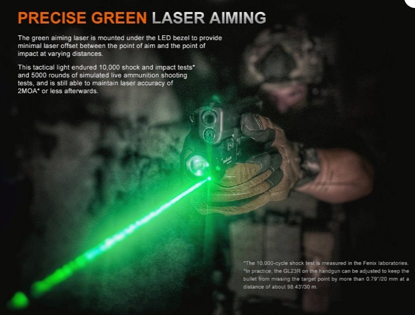 Fenix GL23R Tactical Light with Green Laser Flashlight Fenix