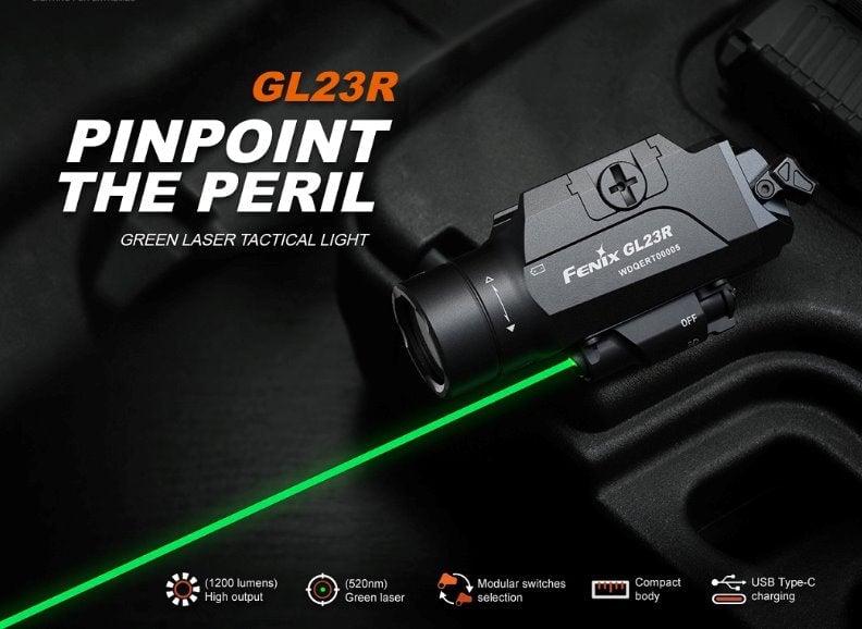 Fenix GL23R Tactical Light with Green Laser Flashlight Fenix