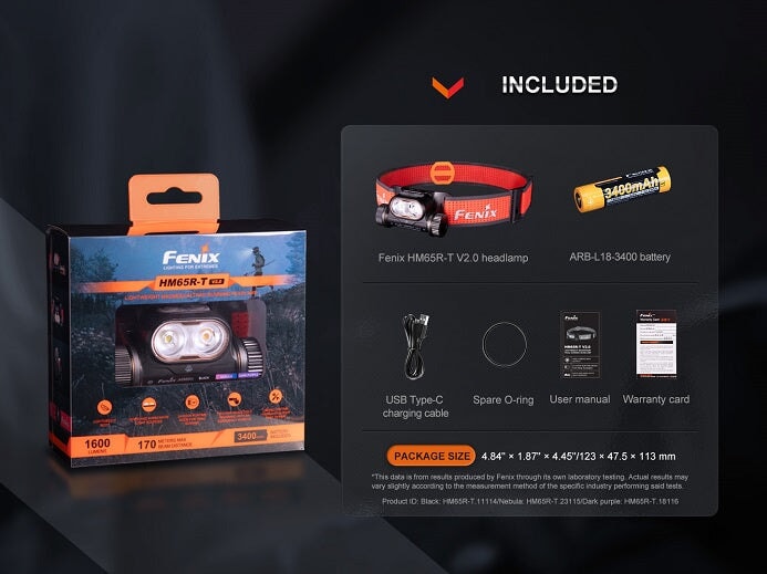 Fenix HM65R-T v2.0 Lightweight Magnesium Trail Running Headlamp Headlamp Fenix
