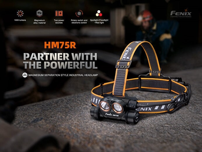 FENIX HM75R MAGNESIUM DUAL BATTERY RECHARGEABLE HEADLAMP Headlamp Fenix