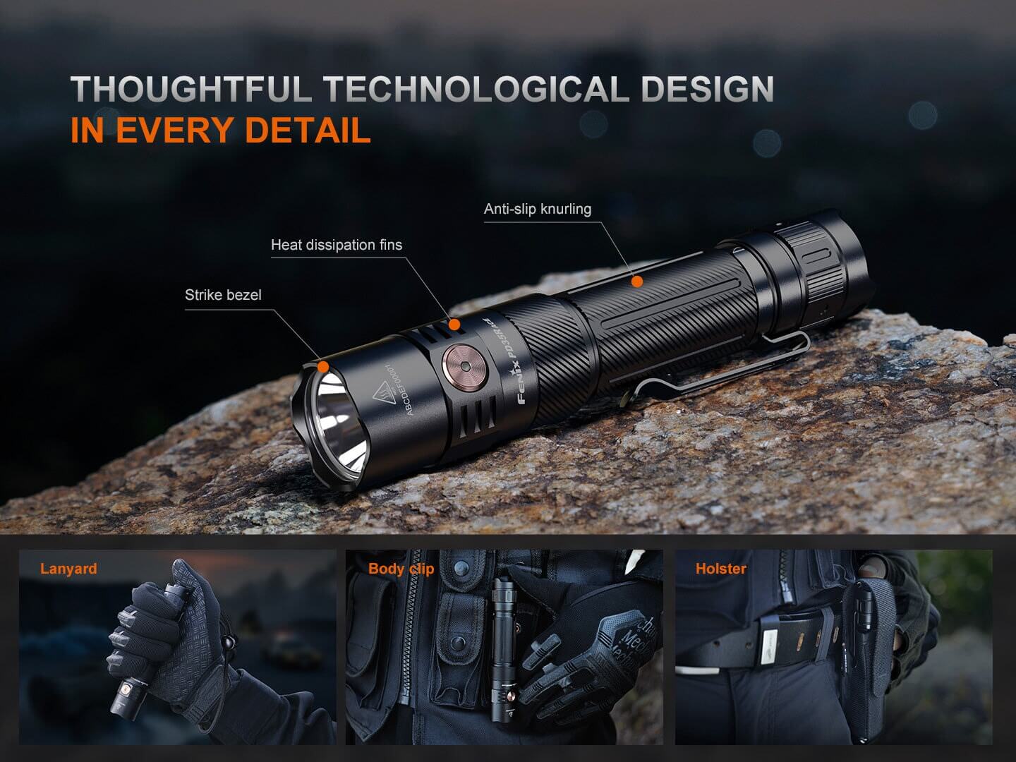 Fenix PD35R ACE rechargeable LED flashlight with CL01 mini lantern combo and USB-C charging