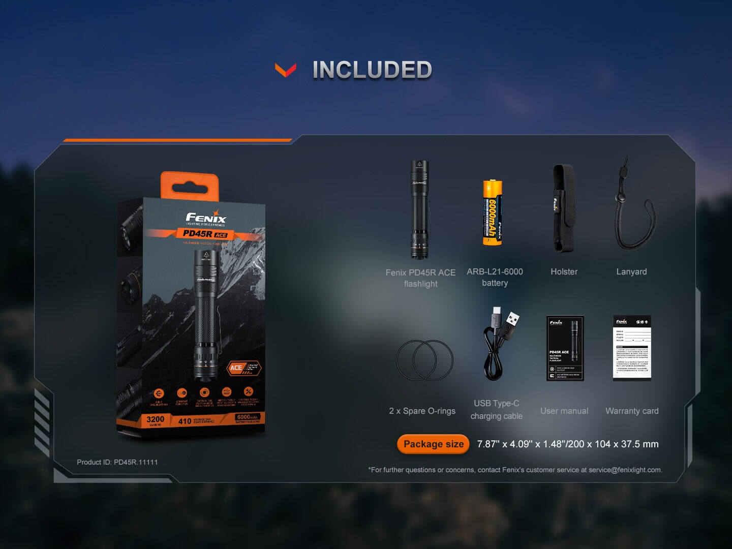 Fenix PD45R ACE Rechargeable Tactical LED Flashlight