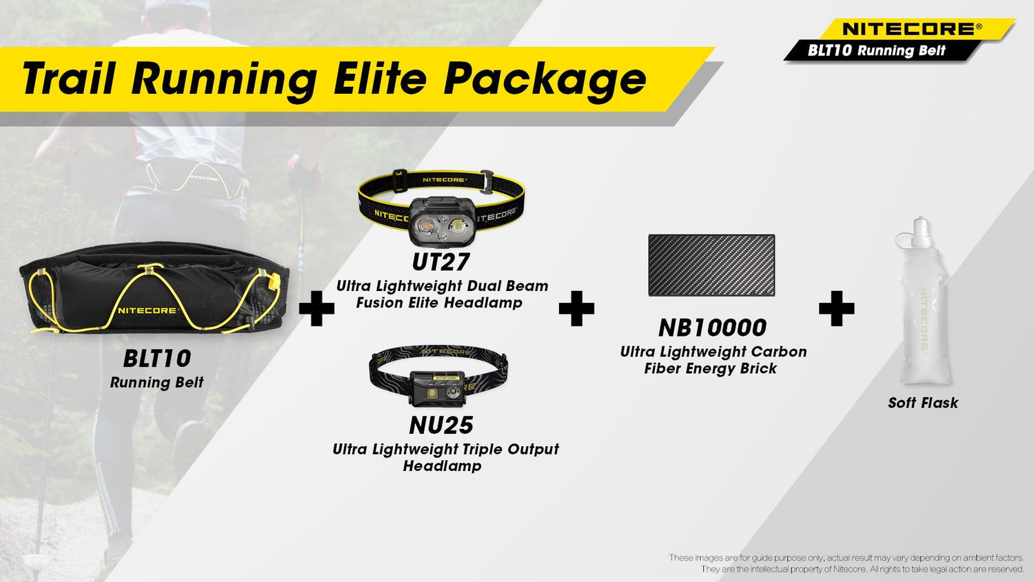 Nitecore BLT10 lightweight adjustable running belt waist pack for fitness, jogging, hiking, and outdoor activities