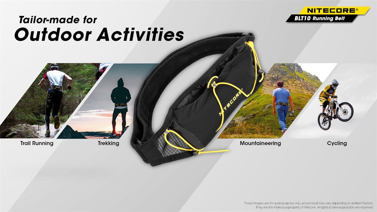 Nitecore BLT10 lightweight adjustable running belt waist pack for fitness, jogging, hiking, and outdoor activities