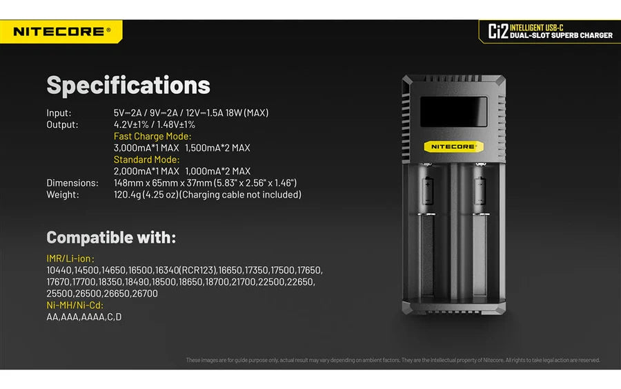 Nitecore Ci2 Dual Slot Universal Battery Charger Battery Charger Nitecore
