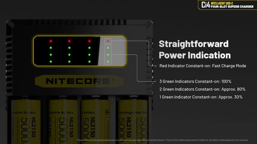 Nitecore Ci4 Four Slot Universal Battery Charger Battery Charger FlashLightWorld Canada