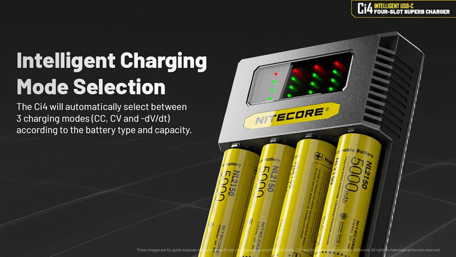 Nitecore Ci4 Four Slot Universal Battery Charger Battery Charger FlashLightWorld Canada