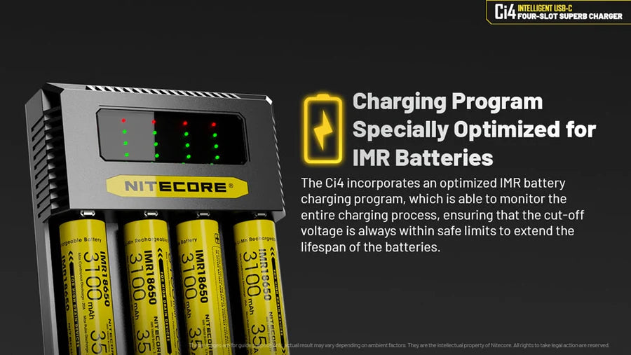 Nitecore Ci4 Four Slot Universal Battery Charger Battery Charger FlashLightWorld Canada