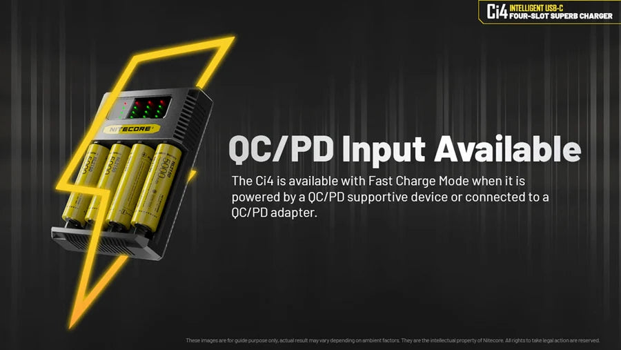 Nitecore Ci4 Four Slot Universal Battery Charger Battery Charger FlashLightWorld Canada