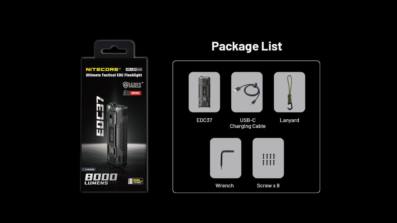 Nitecore EDC37 8000 Lumen Rechargeable EDC Flashlight Flashlight Nitecore
