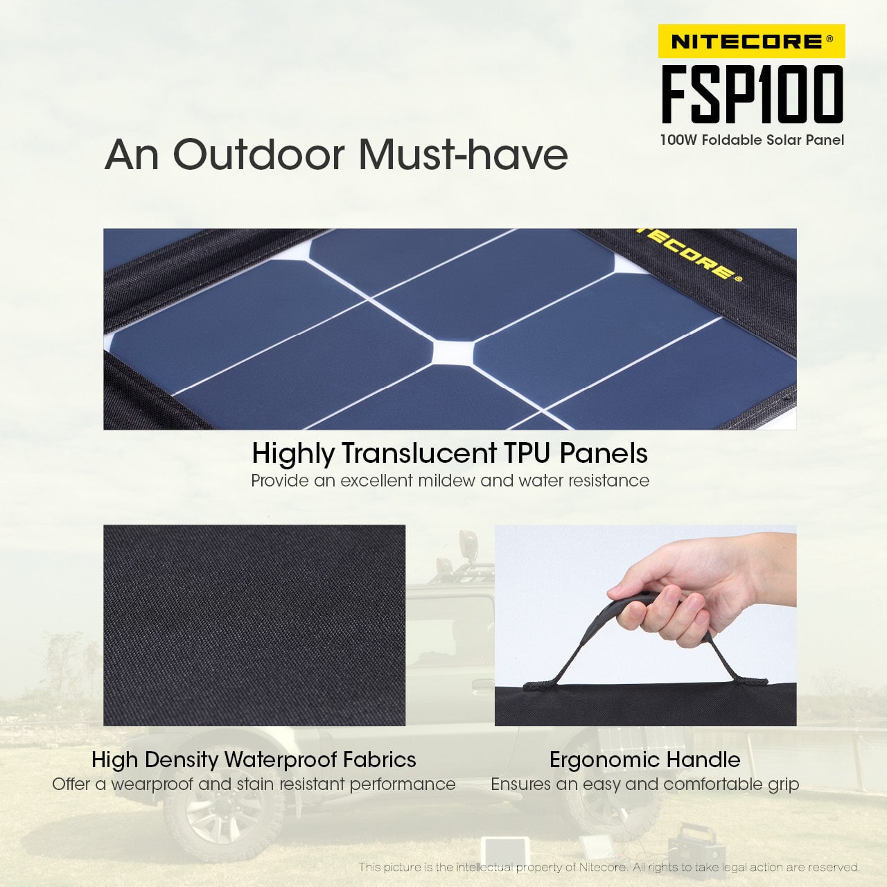 Nitecore FSP100 Foldable Solar Panel Flashlight Accessories Nitecore