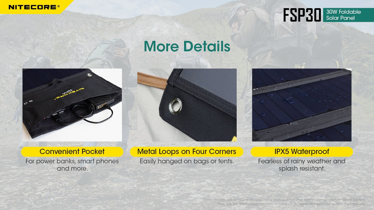 Nitecore FSP30 30W Foldable Solar Panel Flashlight Accessories Nitecore