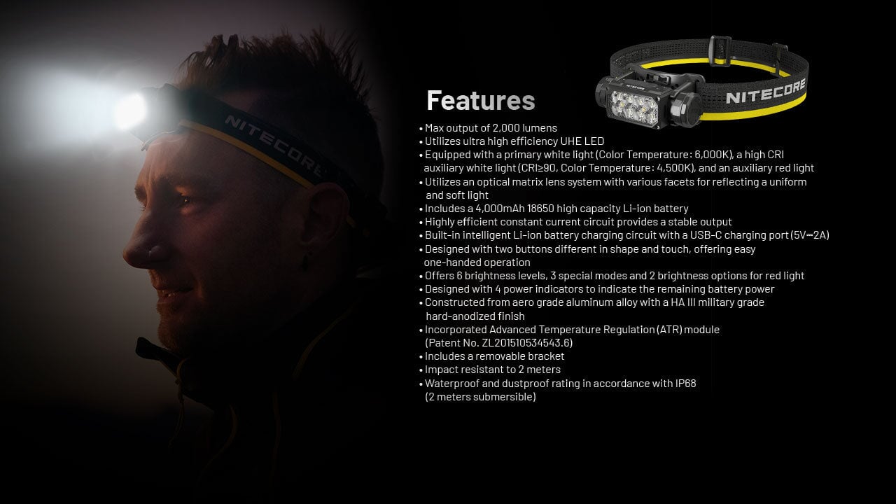 Nitecore HC65 UHE 2000 Lumen USB-C Rechargeable Headlamp Headlamp Nitecore