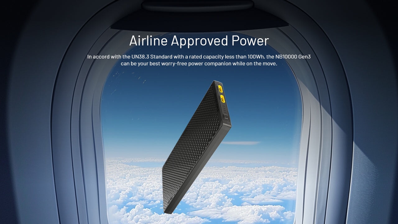 Nitecore NB10000 Gen3 10,000mAh lightweight carbon fiber power bank for fast charging phones, flashlights, and outdoor devices