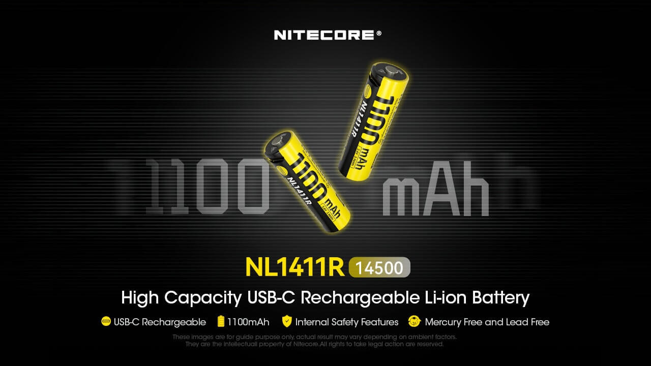 Nitecore NL1411R 14500 USB-C Li-ion Battery 1100mAh