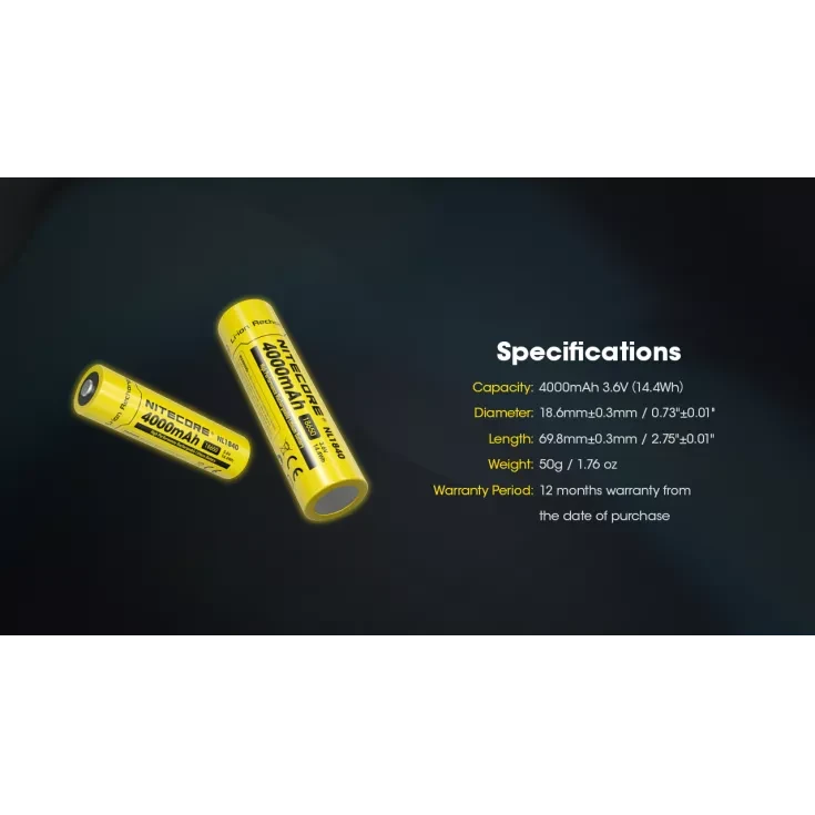 Nitecore NL1840 18650 Li-ion Battery 4000mAh Rechargeable Batteries Nitecore
