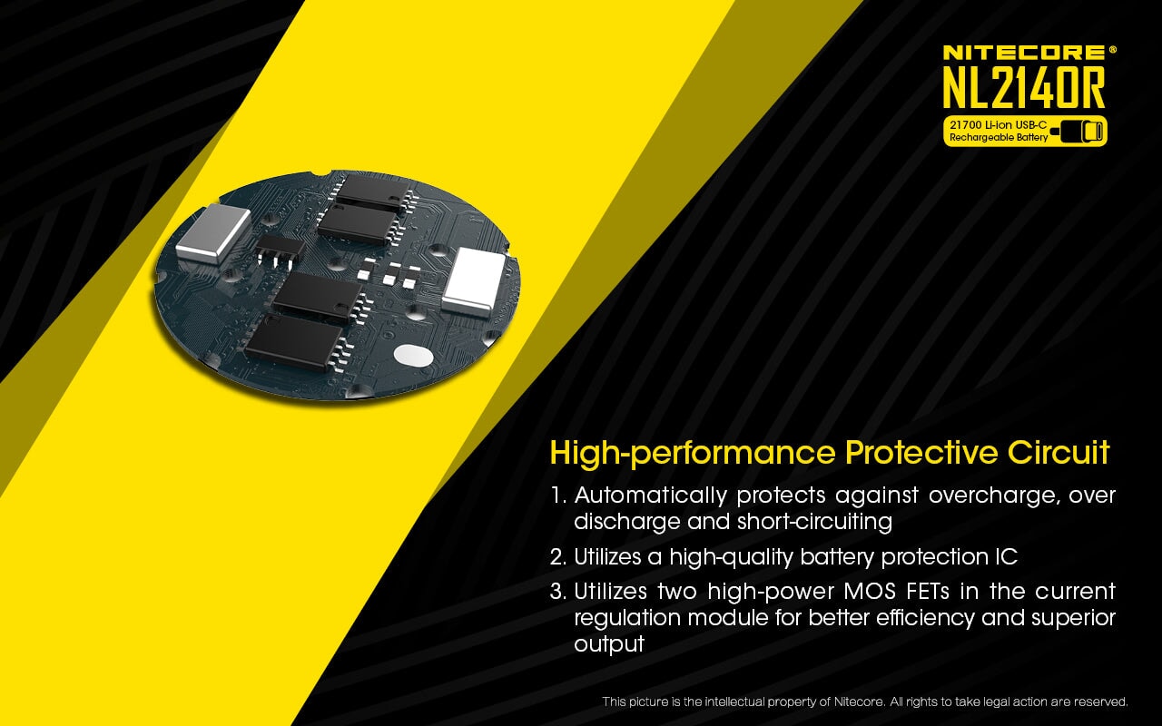 Nitecore NL2140R 21700 4000 mAh rechargeable Battery with USB-C (cable not included) Rechargeable Batteries Nitecore